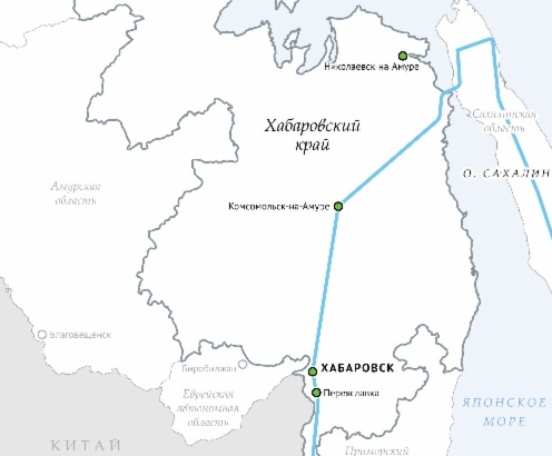 Сахалин хабаровск карта